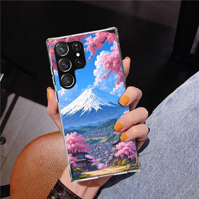 Japanese Cherry Mount Fuji Phnoe Case for Samsung Galaxy S26 S25 Edge S23 S24 Ultra S22 Plus S21 S20 FE Unique Cover Soft Coque