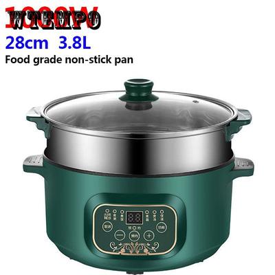 1000W 28cm Smart Electric Heat Pot Set Boiling Soup Pot Non-stick Cookware with 1 Steamer for Family