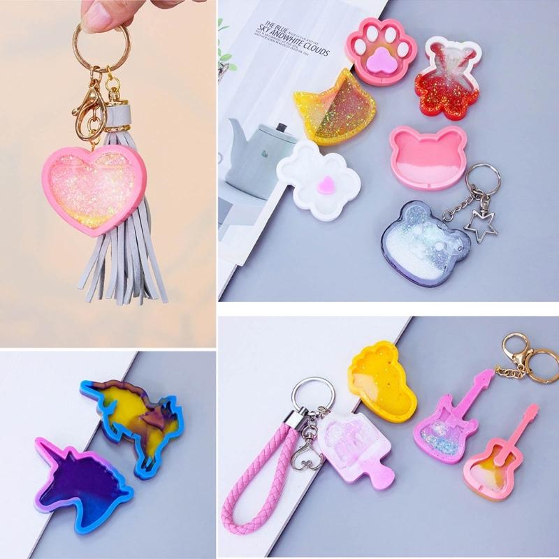 9 Stück Tiere Resin Schüttelformen Handgemacht Anhänger Dekoration Silikonformen Treibsand Schlüsselanhängerform Leicht zu Reinigen