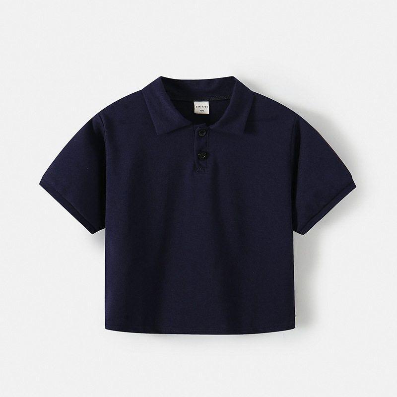 Boys' Summer Polo Shirt Short-Sleeved Shorts Set, Medium and Large Children's Clothing, Collared Top, Children's Casual Pants, Five-Point Pants