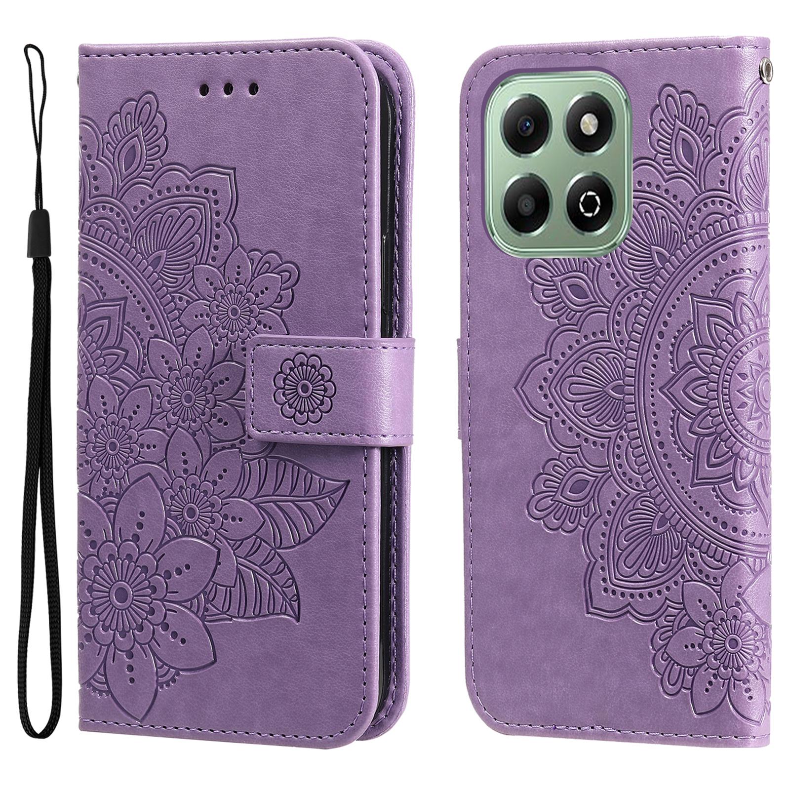 

Чехол для Honor X6c 4G/X6b 4G с цветочным узором, из ПУ кожи, кошелек-подставка, чехол для телефона Purple