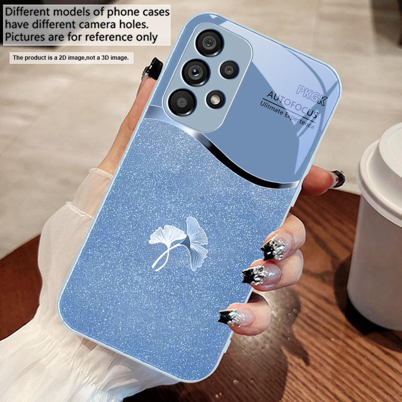 Pink Gradient Ginkgo For Samsung S 25 S25 Edge S25Ultra S8 S9 S10 20 U Ltra S21 Pro S22 Plus S23 FE S24 Ultra Glass Phone Case