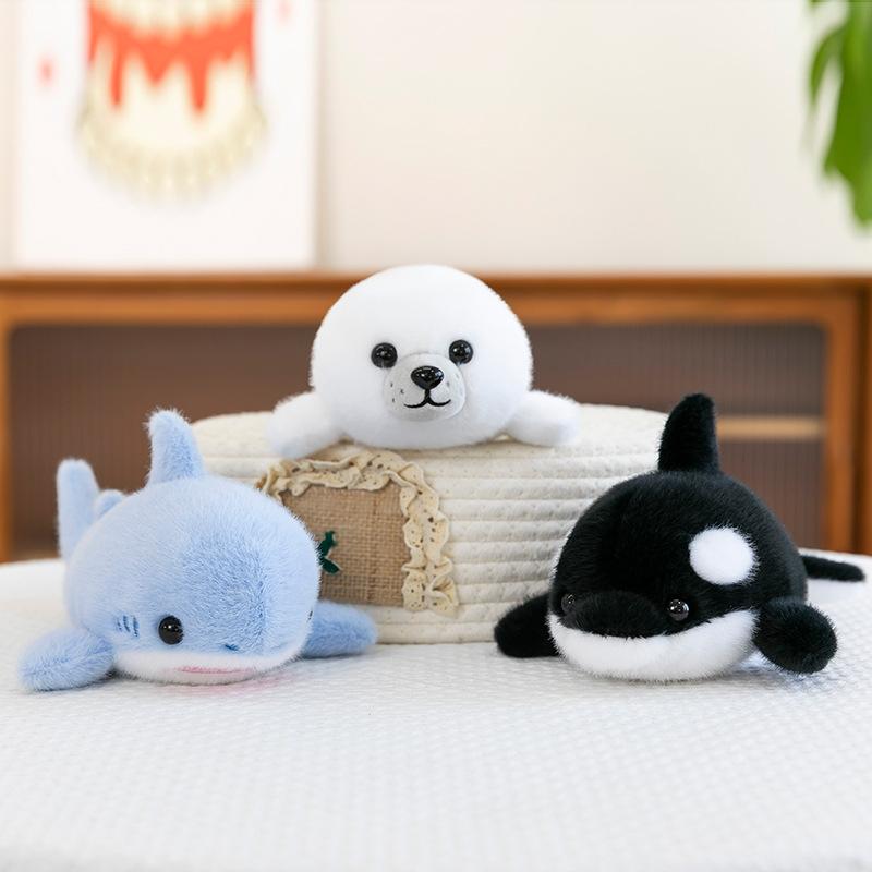 Ocean Series Black Killer Whale Plush Toys Aquarium Souvenirs Seal Palm Treasure Event Sprinkle Sharks