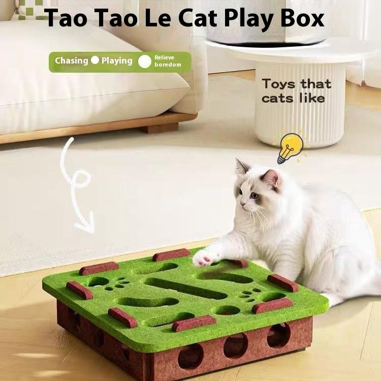 

Cat Toys Self-Hi Boredom Relief Artifact Kitten Pet Cat Puzzle Labyrinth Holes Felt Box Tease Cat Bell Ball Send 2 toy balls.