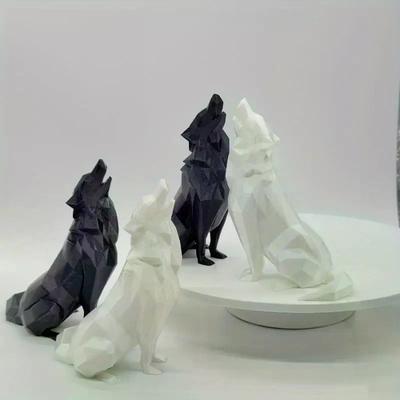 Modern Abstract Geometric Wolf Sculpture 3D Printed Plastic Statue Office Decor Indoor & Outdoor Use