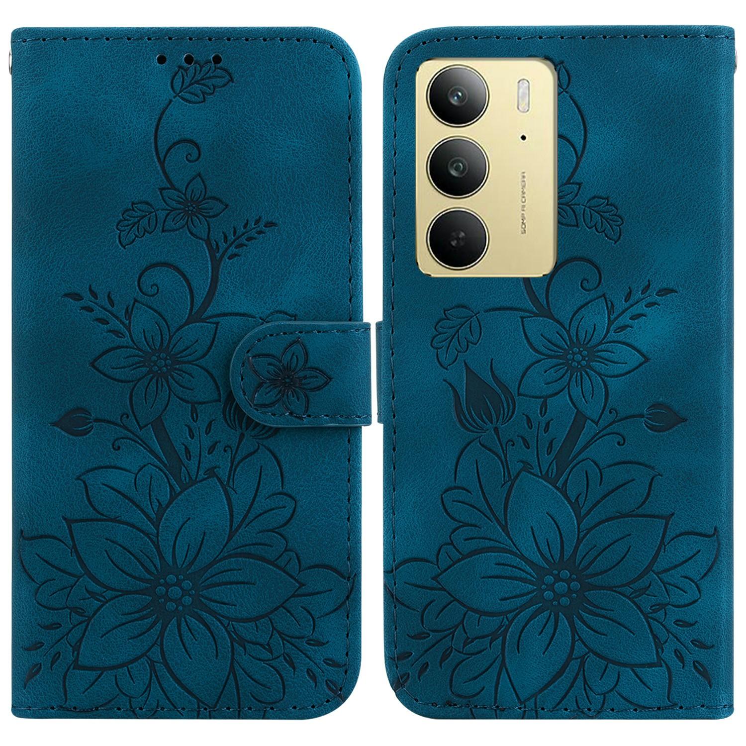 

For Realme C75 4G Case Lily Flower Imprint Leather Phone Cover with Stand D