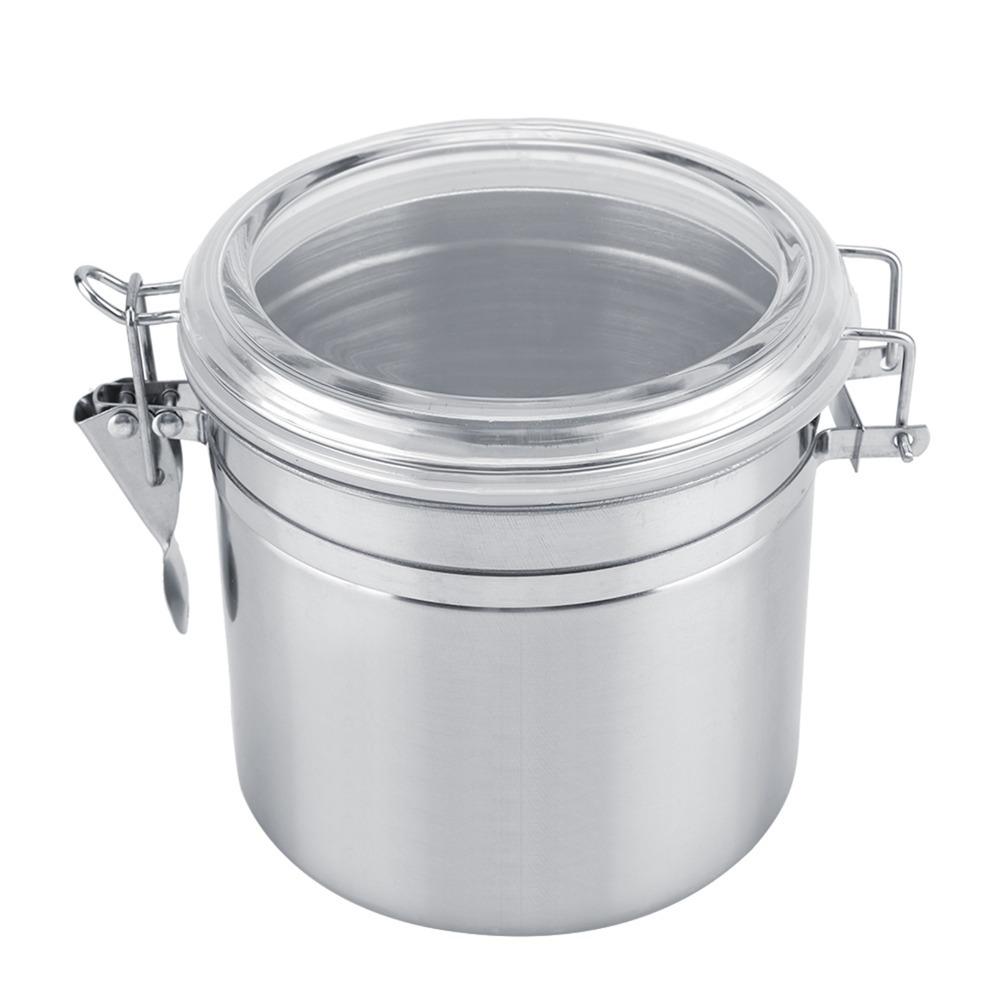 Stainless Steel Vacuum Sealed Storage Jar Transparent Cover Airtight Storage Container Sturdy Locking Clamp Kitchen Canister