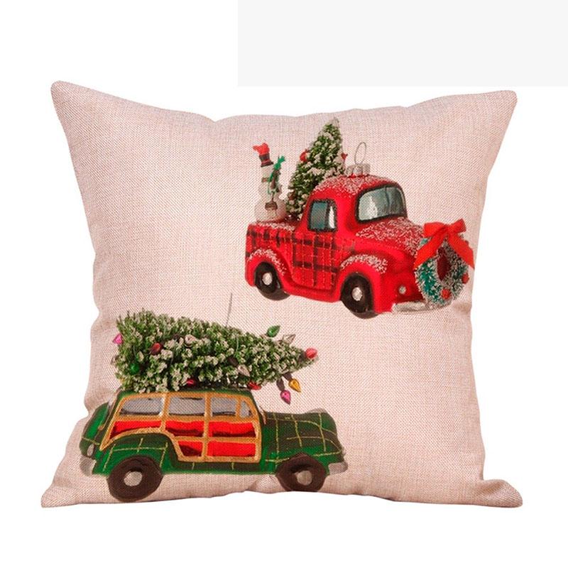 Luxurious 18'' Xmas Cotton Pillow Case Linen Cushion Cover For Merry Christmas Home Decoration