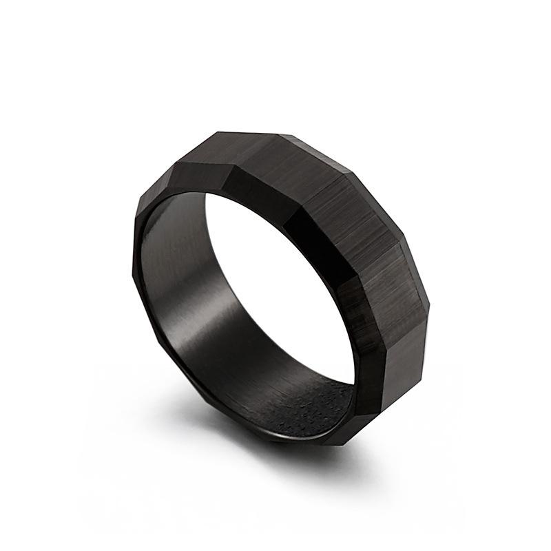 Dark Personality Rounded Edge Ring, Vintage Cut Square Titanium Steel Ring Men'S Jewelry Ring