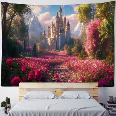 Dream Castle Landscape Tapestry Wall Hanging Hippie Art Decor For Living Room Bedroom - Bohemian Style Wall Decoration
