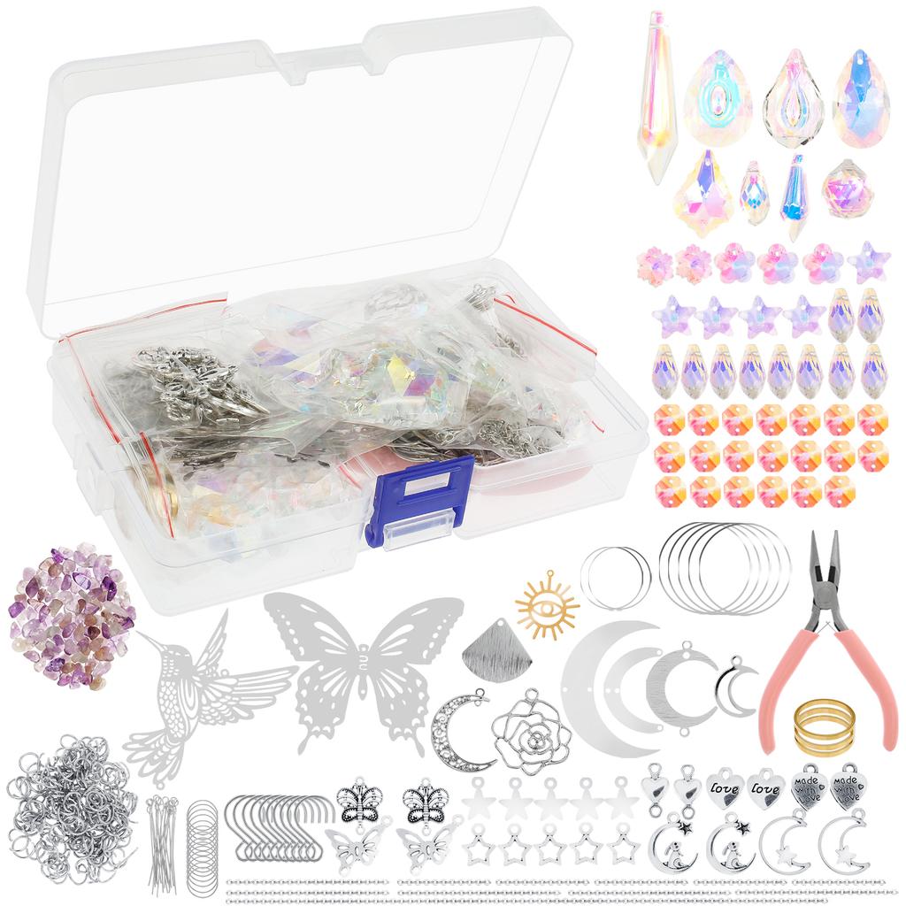 Hanging Crystal Pendant Garden DIY Suncatcher Kits Wind Chimes Rainbow Prism Crystal Chain Home Decorations Garden Sunny Catcher