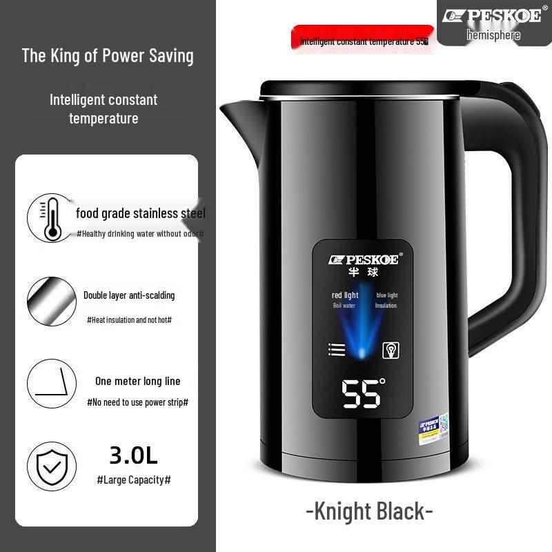Smart Stainless Steel Electric Kettle with Insulation, Large Capacity, and Silent Boil