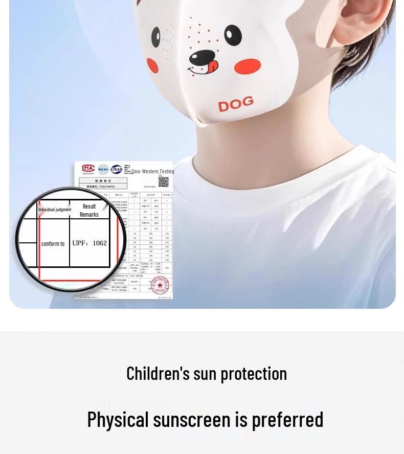 Kids' UV Protection Ice Silk Sun Mask, Ages 8-12, Breathable, Washable, Summer Thin
