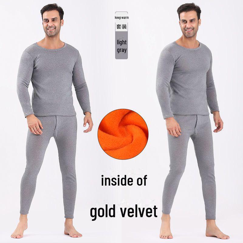 Golden Velvet Thermal Underwear for Men & Women: Thickened, Single Layer, Cold-Proof Autumn Suit for Adults & Couples