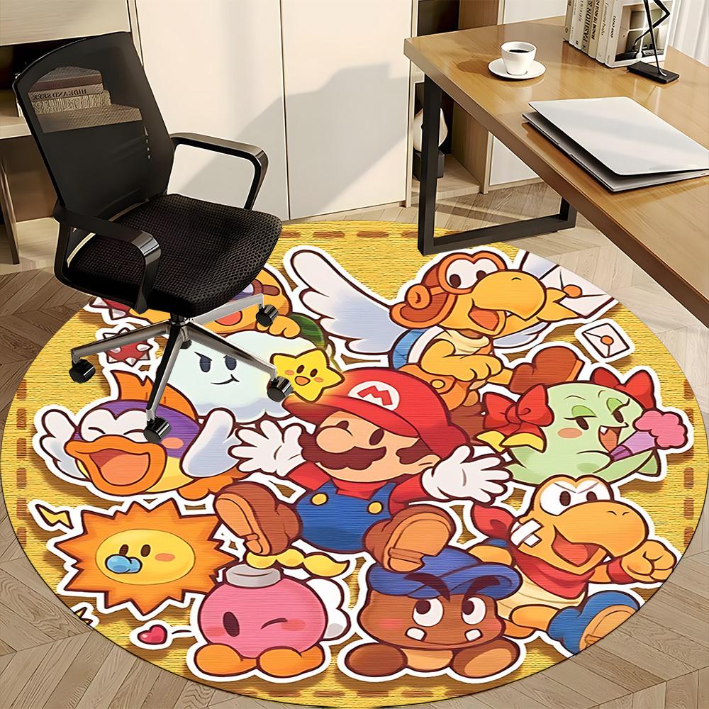 1pc Mario Characters Office Round Area Rug, Under Office Chairs Bedroom Living Room Home Decor  A1016267