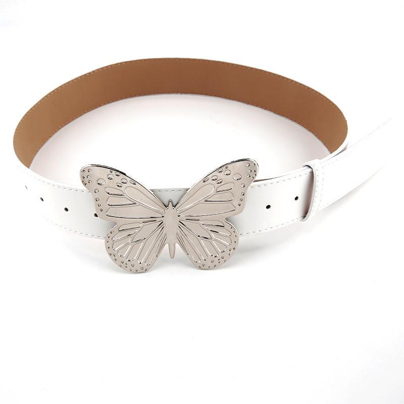 2023 Spring Season European And American Women's Belt Retro Pink Waistband With Alloy Butterfly Buckle
