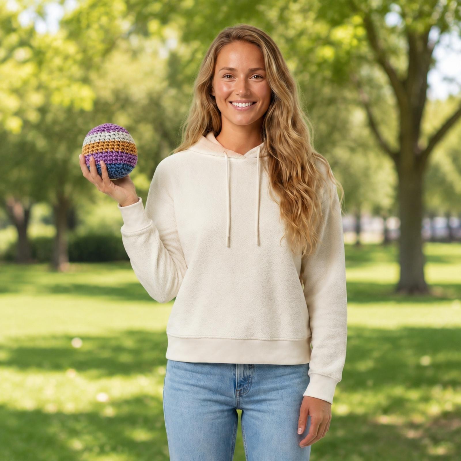 Handmade Crochet Footbag Soft Knitted Ball for Juggling Coordination Exercise and Recreational Play Activities One Size розовый