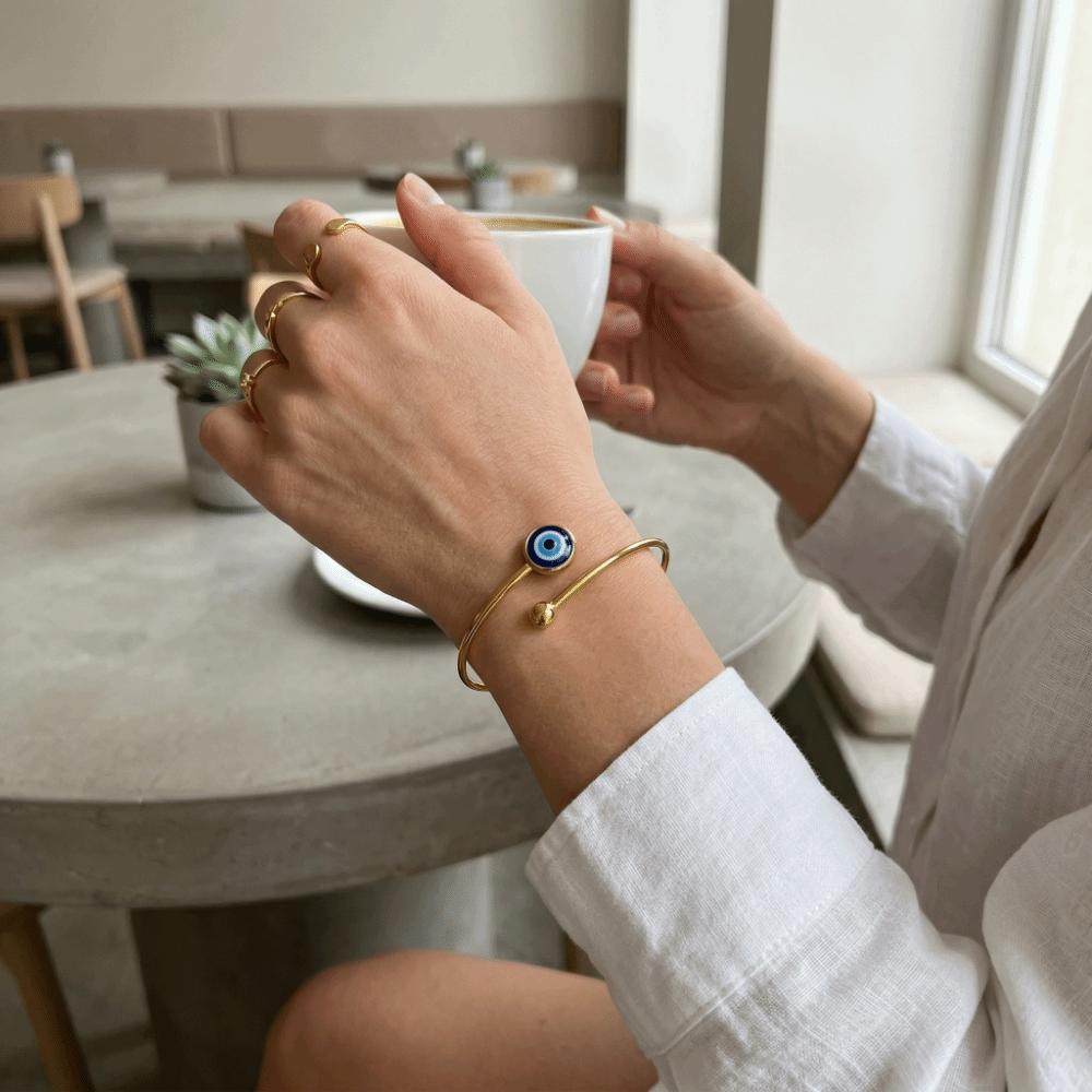 Gothic Adjustable Creative Bangle Personalized Blue Eye Ring Unique Demon Eye Bracelet  Cosplay