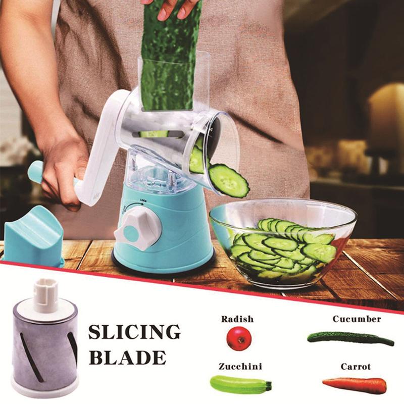 Kitchen Multifunctional Vegetable Slicer Fruit Cutter Cheese Shredder Tabletop Rotary Drum Grater
