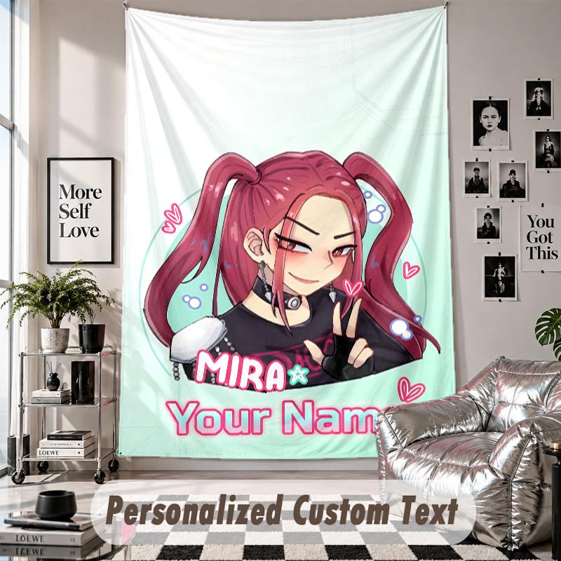 Custom Tapestry Wall Hanging, Kpop Demon Hunters Personalized Name Text Home Wall Decor