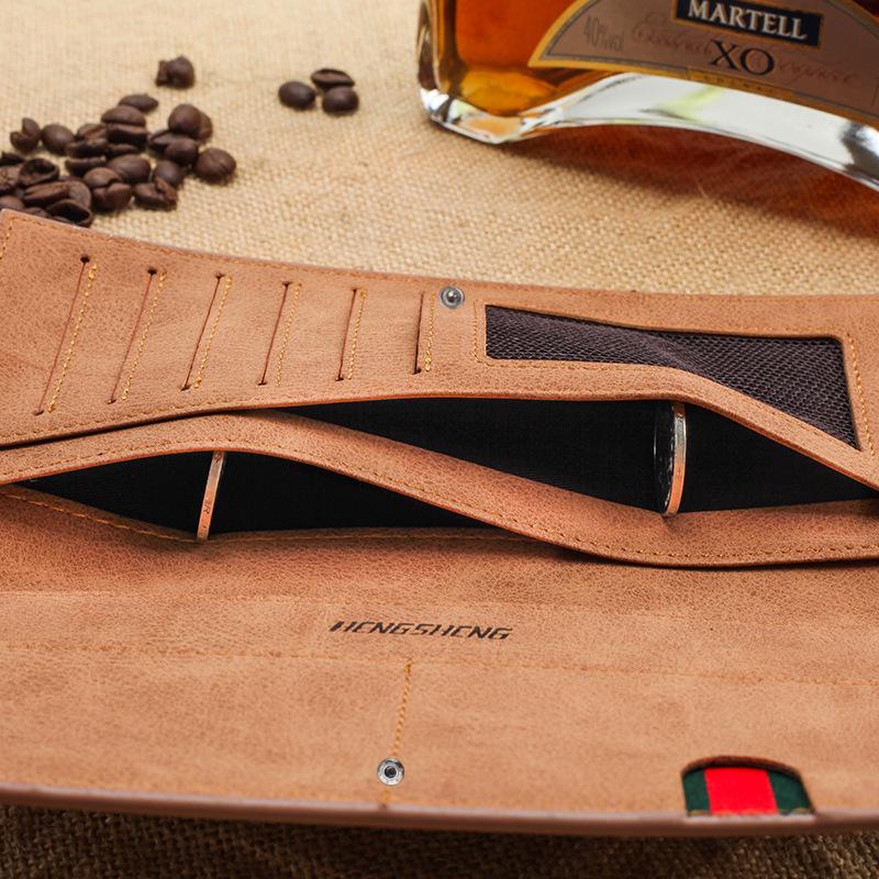 Hengsheng Men's Vintage Long Thin Matte Leather Wallet