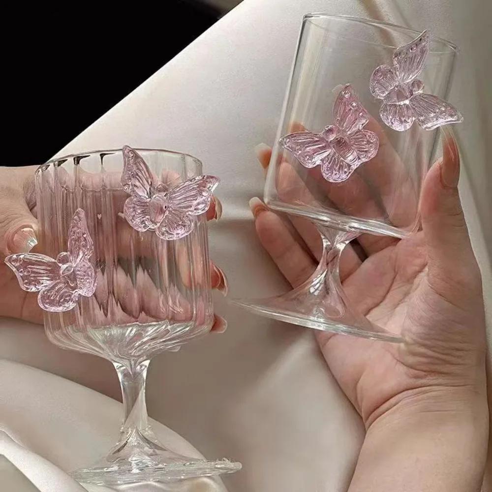 Tazza di vetro originale a gambo alto Instagram Farfalla Bicchieri da vino Bicchieri da champagne Bicchieri da cocktail estetici Regali di Natale