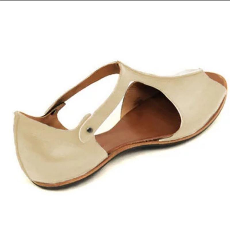 2022 Summer Peep-Toe Plus Size Women s Flat Sandals 41
