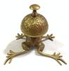 Brass Frog Desk Bell | Decorative Animal Counter Bell for Reception, Office or Home | Unique Frog Décor Gift for Desk Accessories Lovers