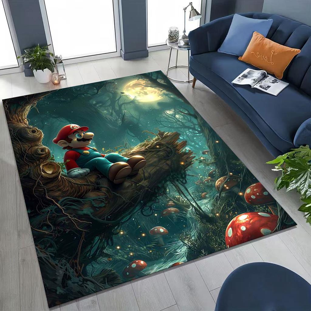 2026 New Retro Mario Cartoon Gift Rug for Bedroom Living Room Sofa Home Doormat Decor, Large Kids Play Non-slip Floor Mat
