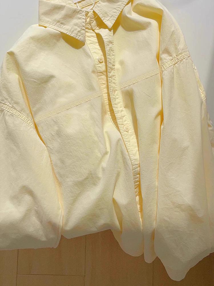 Women's Simple Sweet Pure Cotton Long Sleeve Shirt for Spring, Autumn & Winter