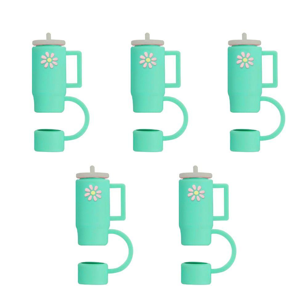 

5 шт., силиконовая соломенная пробка с защитой от брызг, герметичный соломенный топпер для Stanleys/чашек, аксессуаров/бара зелёный