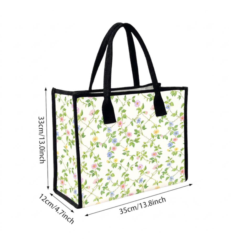 Floral Tote Bag Casual Daily Handbag Lightweight Reusable Shopping Bag for Women