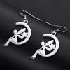 Teamer Hollow Moon Star Drop Earrings Stainless Steel Flower Elf Pendant Dangle Earrings for Women Wedding Party Jewelry Gifts