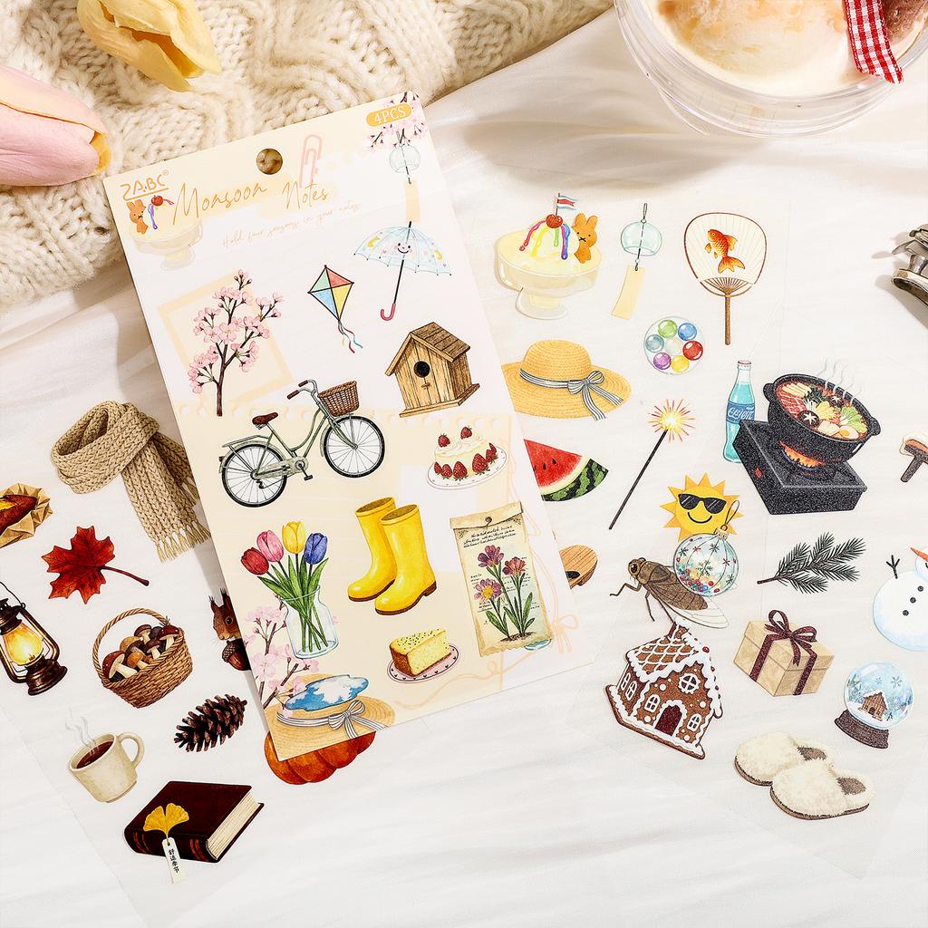 4/24sheets Creative Life Small Items Die Cutting PET Stickers DIY Diary Scrapbooking Materials Cute Stationery Stickers