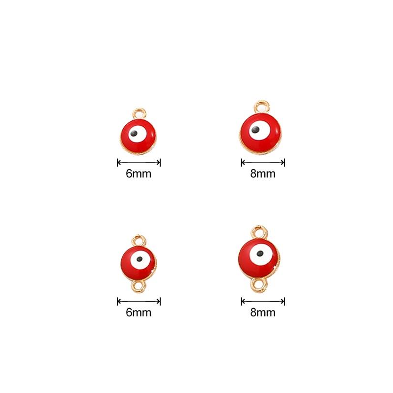 10pcs/Bag 6/8mm Cute Enamel Evil Eye Beads Alloy Charm Pendant For DIY Jewelry Necklace Making