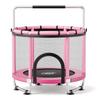 142cm Trampoline for Kids, Toddler Mini Trampoline, 60 Kg Indoor Outdoor Play Toys with Enclosure Net and Adjustable Gymnastics Bar, Christmas Toys