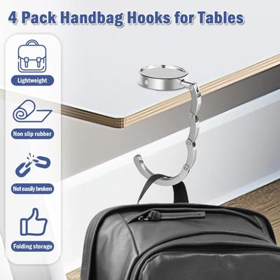 4/12Pcs Folding Bag Hanger Rack Portable Alloy Handbag Table Hook Non-Slip Multipurpose Purse Key Holder for Storage Accessories