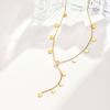 Wind Niche Summer Stainless Steel Flower Zircon Y-Shaped Necklace 18K Gold, Jewelry Nc-2425