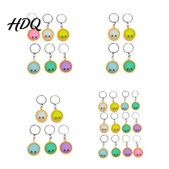 Calming Tactile Keychain Stress Relief Keychain with Steamed Bun Pendant Fidget Clicker Commute Feedback