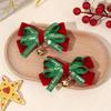 2Pcs Letter “Merry Christmas” Bow Hair Clip Exquisite Velvet Bow Bell Pendant Hair Accessories For Girls Xmas Party Hairpin Gift