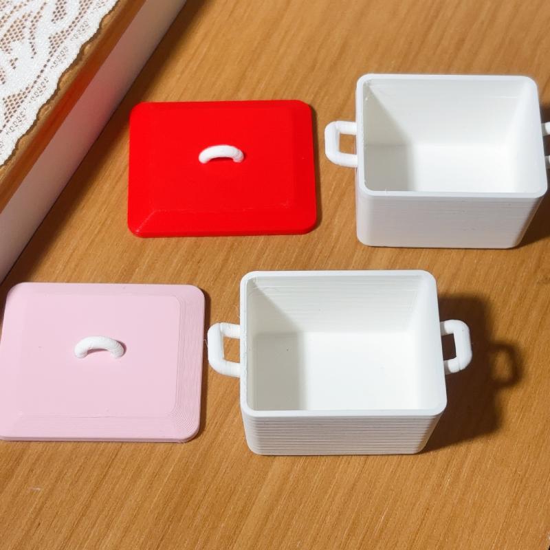 1:12 Mini Pancake Box & Plate With Lid Dollhouse Kitchen Simulation Model Decor Toy
