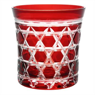 Sumida Edo Kiriko Museum Edo Kiriko Glass Rocks Glass Old Made by Sarazo Kawai Hexagonal Kagome Red Made In Japan Sixtieth Birthday Respect for the