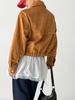 The Green Lab Faux Velvet Suede Blouson Jacket [Dark Beige]