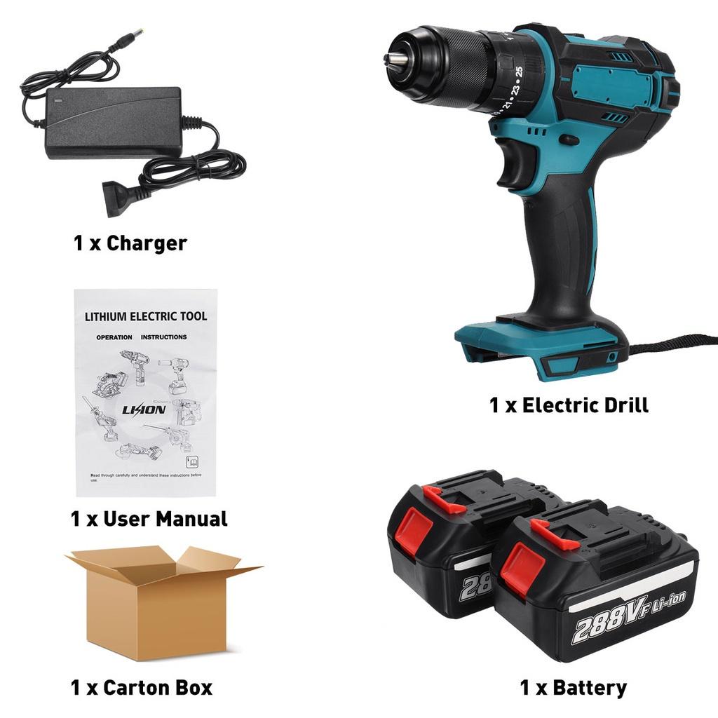 13mm 18V 1/2 Hammer Drill Power Tools Fit For Makita Battery Cordless Brushless Electric Drill Impact Screwdriver Flat Hammer