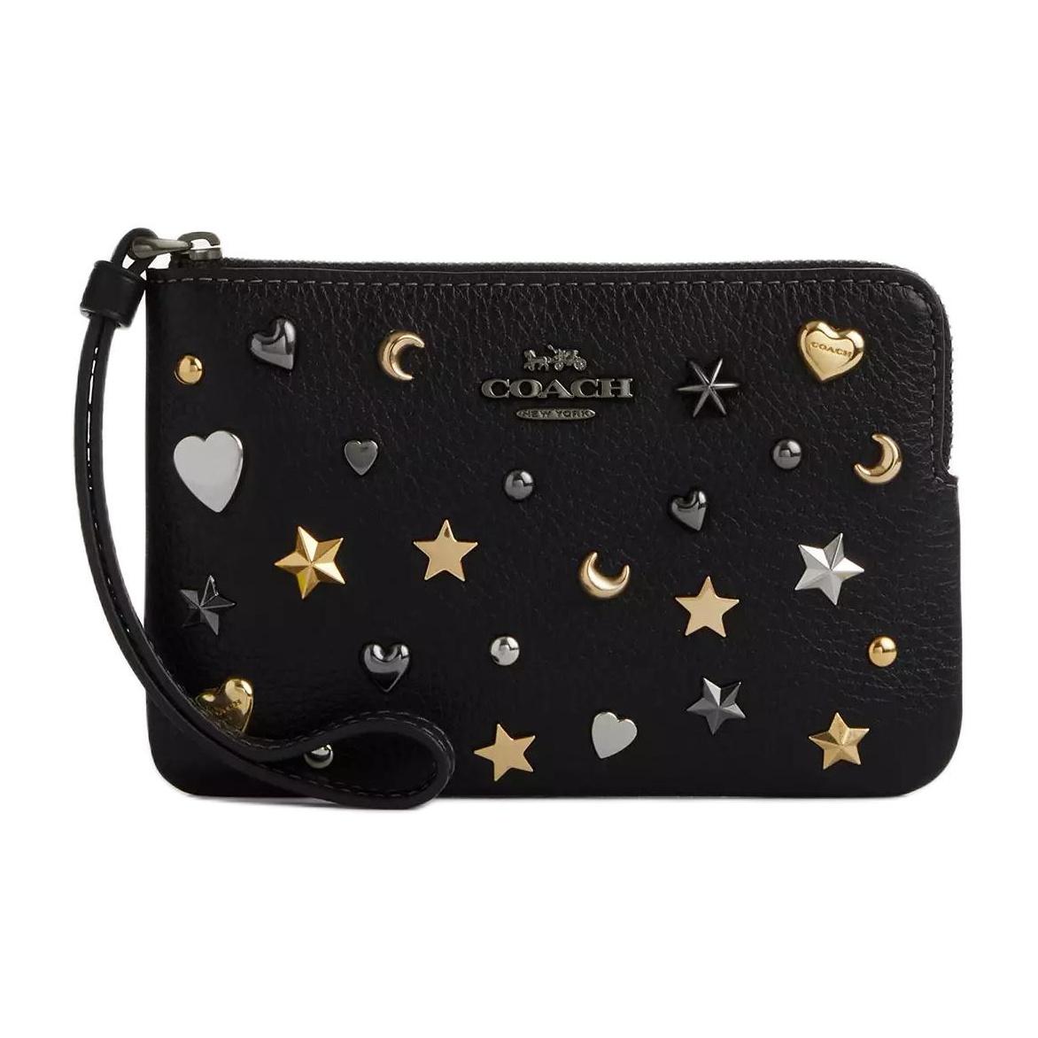 

Coach Corner Zip 16 Logo Classic Pebble Leather Clutch Small Women clutch Black CCJ75-QBM2 Basic Set (Bag+Dust Bag)