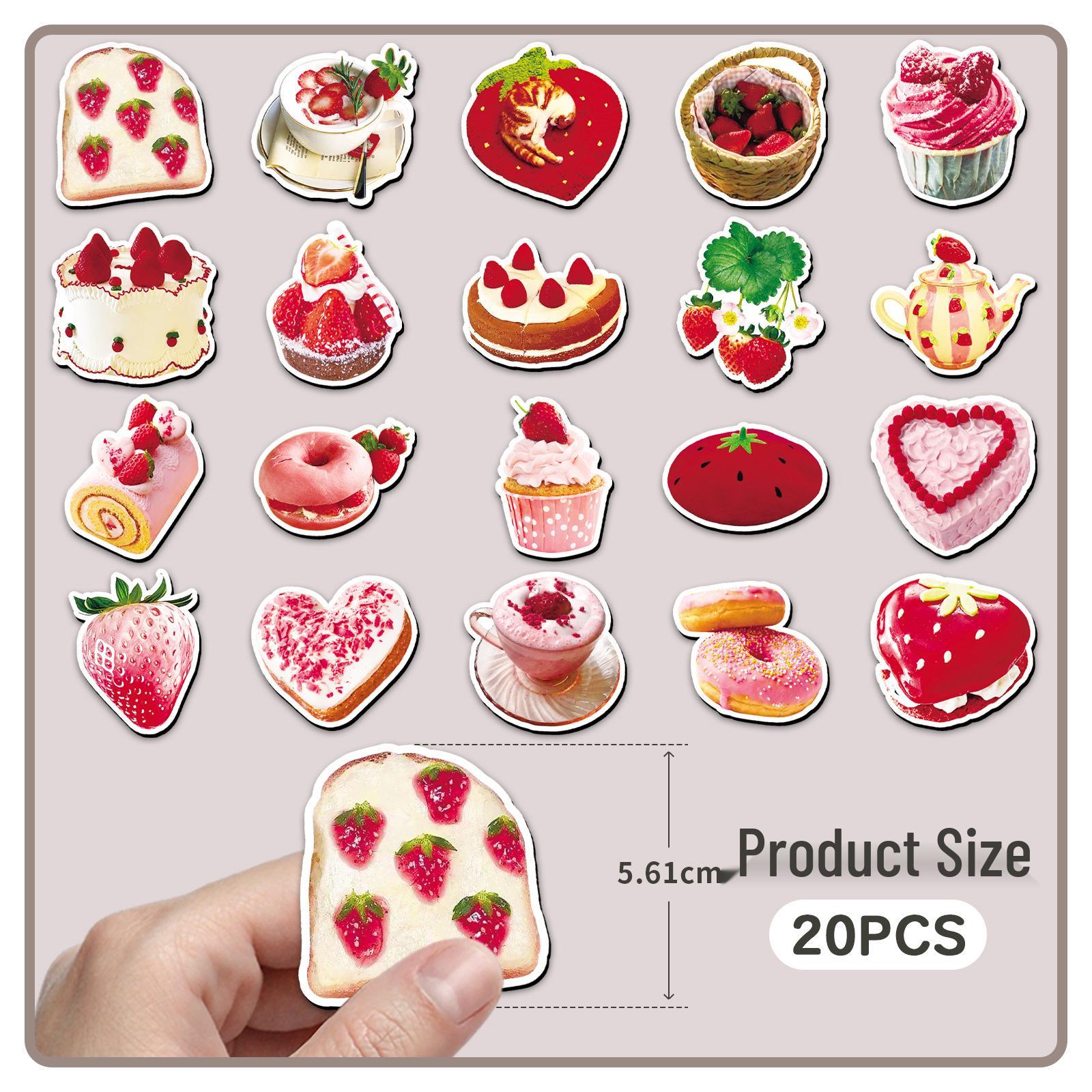 20-Piece Realistic Strawberry Cake & Fruit Soft Magnet Set for Creative DIY Refrigerator Decor