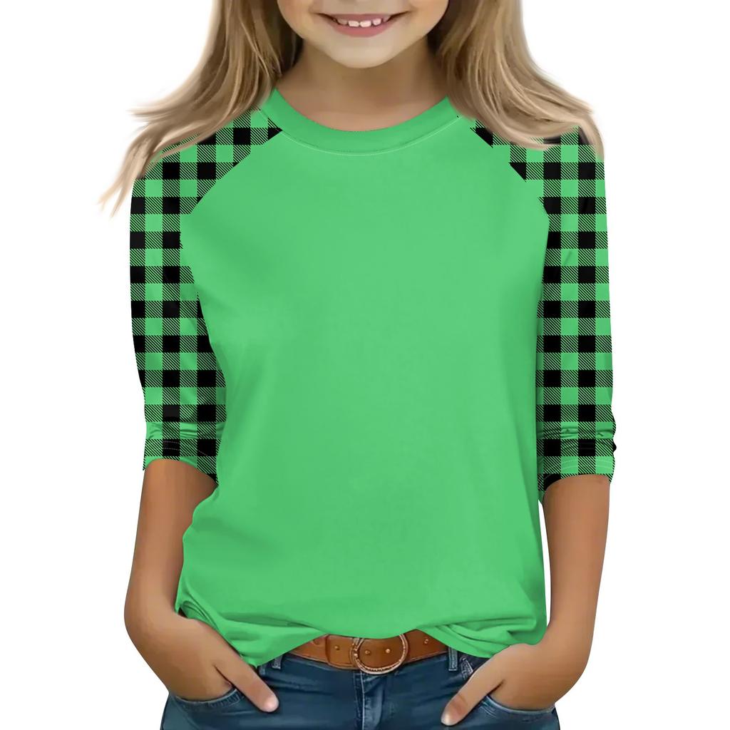 Topy pro dívky 4-16 let, kulatý výstřih, 3/4 rukávy, trička, moderní topy, outfity, trička