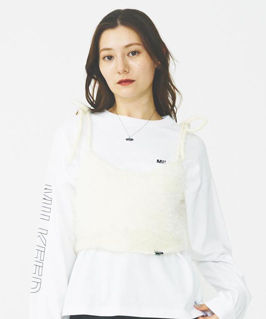 Milkfed Shaggy Neck Ribbon Off White Women's Camisole,