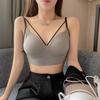 New One-piece Cup Careful Machine Double Shoulder Small Suspender Deep V Chest Wrap Vest Versatile Inner Wear Outer Wear Gather Tube Top Women