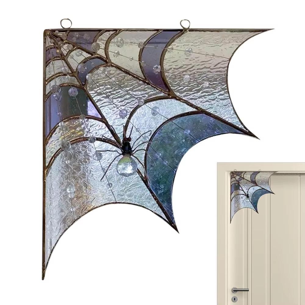 Quartered Spiderweb Door Topper Decoration with Chain Halloween Door Corner Sign  Living Room